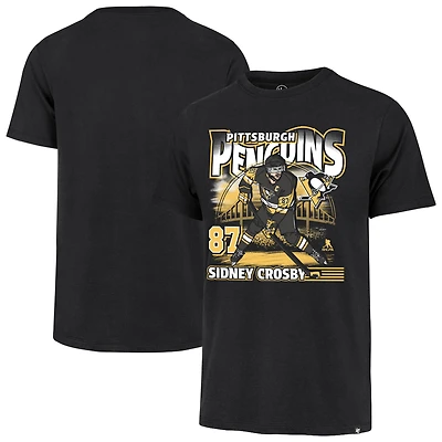 T-shirt noir pour homme « Sidney Crosby '47 Pittsburgh Penguins » avec nom et numéro de la ville
