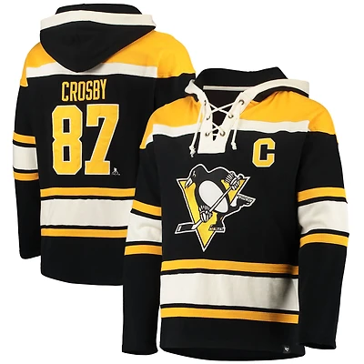 Sweat à capuche noir '47 Sidney Crosby pour homme avec nom et numéro de joueur des Penguins Pittsburgh