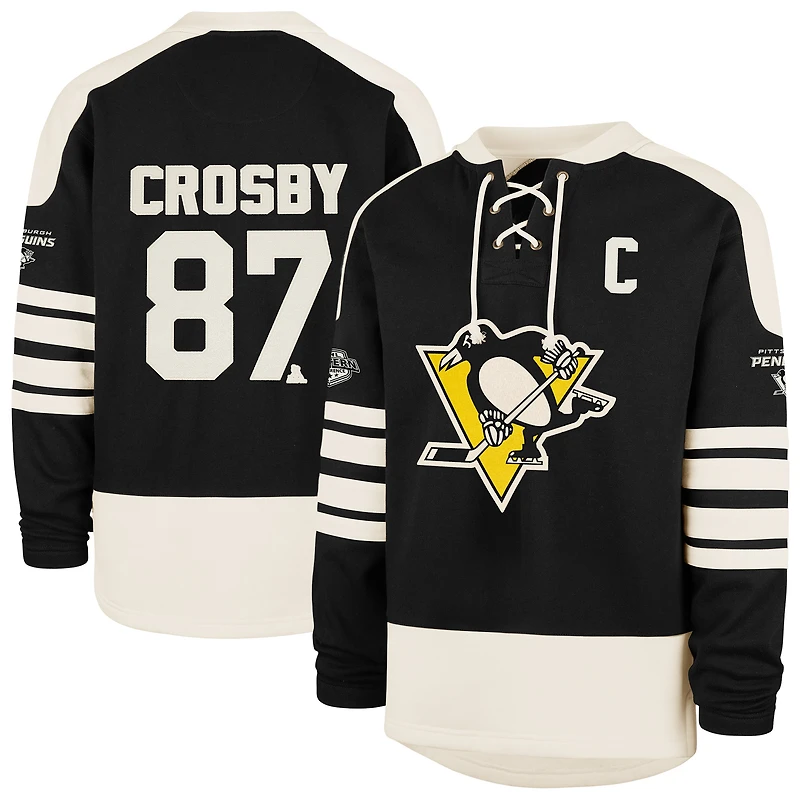 Sweat-shirt noir '47 Sidney Crosby pour homme, nom et numéro du joueur des Penguins de Pittsburgh, à carreaux balayage, Eternal Lacer
