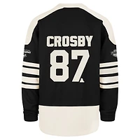 Men's '47 Sidney Crosby Black Pittsburgh Penguins Player Name & Number Sweep Check Eternal Lacer Sweatshirt