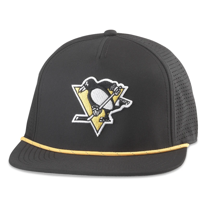 Men's American Needle  Black Pittsburgh Penguins Buxton Pro Tech Adjustable Hat