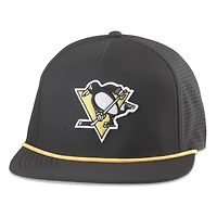Men's American Needle  Black Pittsburgh Penguins Buxton Pro Tech Adjustable Hat