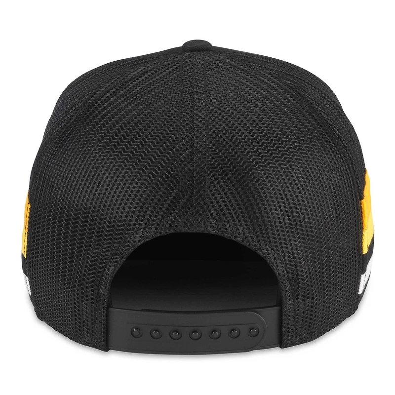 Men's American Needle Black Pittsburgh Penguins HotFoot Stripes Trucker Adjustable Hat