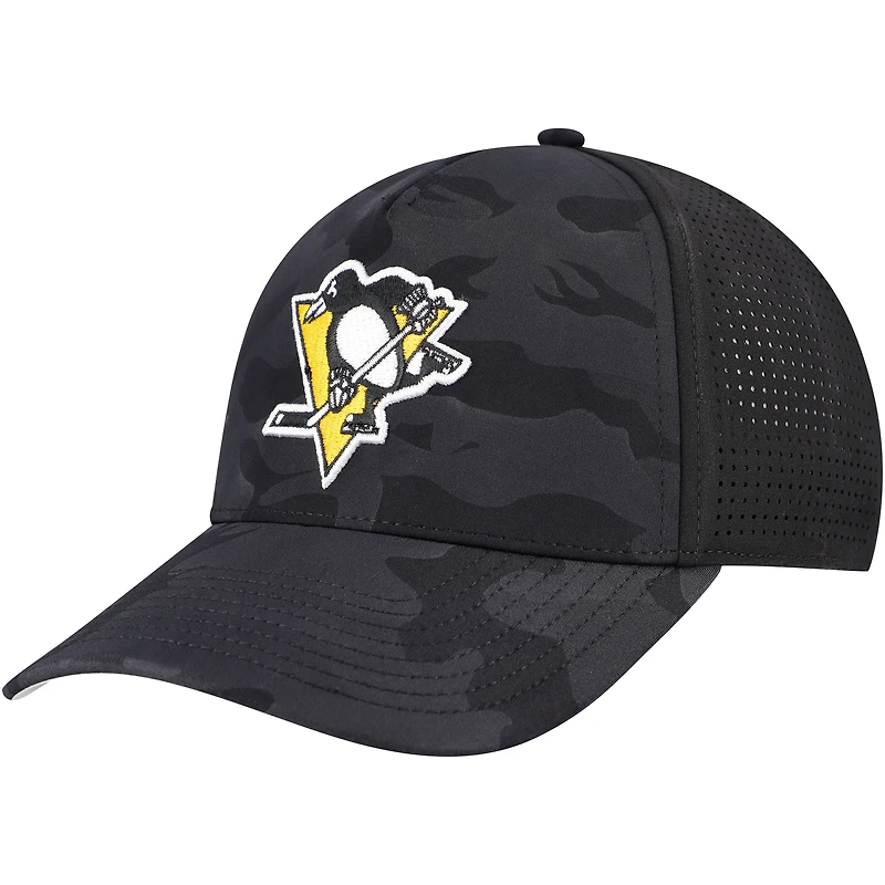 Casquette ajustable ventilée Super Tech à motif camouflage Valin des Penguins de Pittsburgh noirs American Needle pour homme