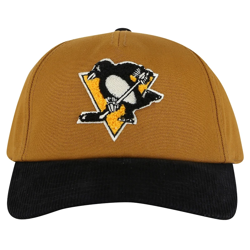 Men's American Needle Tan/Black Pittsburgh Penguins Burnett Adjustable Hat