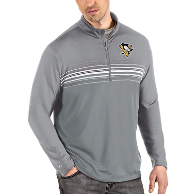 Pull-over à col zippé Antigua gris Pittsburgh Penguins Pace pour homme