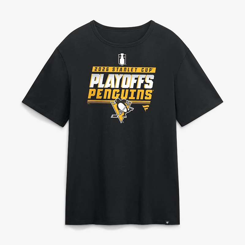 T-shirt noir pour homme des Penguins de Pittsburgh, participant aux séries éliminatoires la LNH 2026