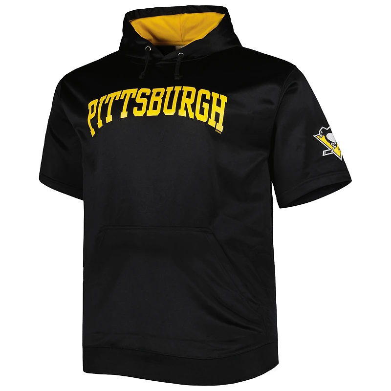 Sweat à capuche noir manches courtes avec logo Big & Tall des Penguins de Pittsburgh pour hommes