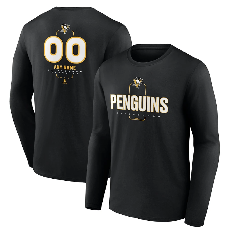 Men's Black Pittsburgh Penguins Custom Midfielder Long Sleeve T-Shirt