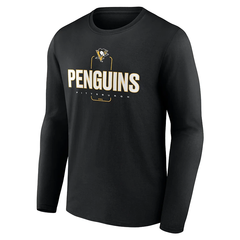 Men's Black Pittsburgh Penguins Custom Midfielder Long Sleeve T-Shirt