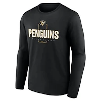Men's Black Pittsburgh Penguins Custom Midfielder Long Sleeve T-Shirt