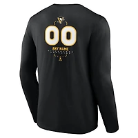 Men's Black Pittsburgh Penguins Custom Midfielder Long Sleeve T-Shirt