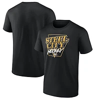 T-shirt noir pour homme, motif domaine des Penguins de Pittsburgh