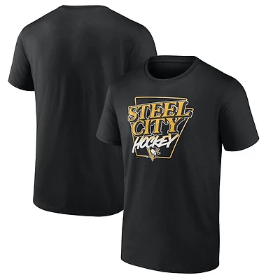 T-shirt noir pour homme, motif domaine des Penguins de Pittsburgh