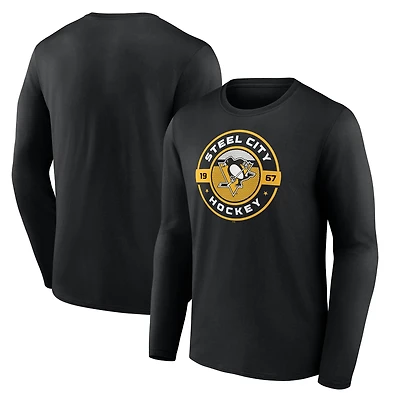 Men's  Black Pittsburgh Penguins Native Long Sleeve T-Shirt