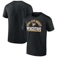 T-shirt noir pour homme avec filet ouvert des Penguins de Pittsburgh