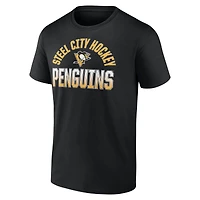 T-shirt noir pour homme avec filet ouvert des Penguins de Pittsburgh