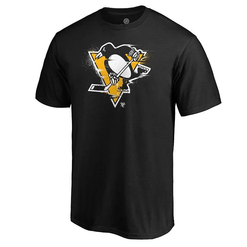 Men's Black Pittsburgh Penguins Splatter Logo T-Shirt