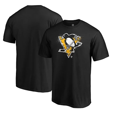 T-shirt noir pour homme avec logo des Penguins de Pittsburgh