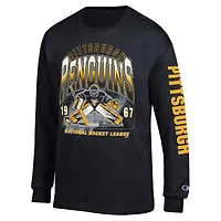 Men's Champion  Black Pittsburgh Penguins Long Sleeve Jersey T-Shirt