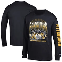 Men's Champion  Black Pittsburgh Penguins Long Sleeve Jersey T-Shirt