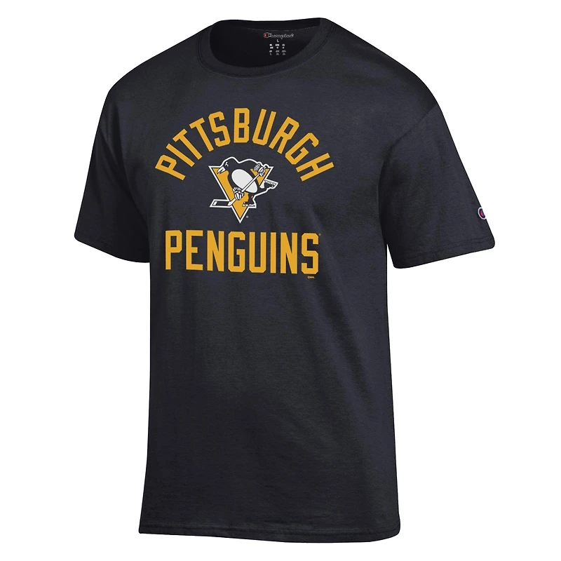 Men's Champion Black Pittsburgh Penguins Primary Logo Jersey T-Shirt