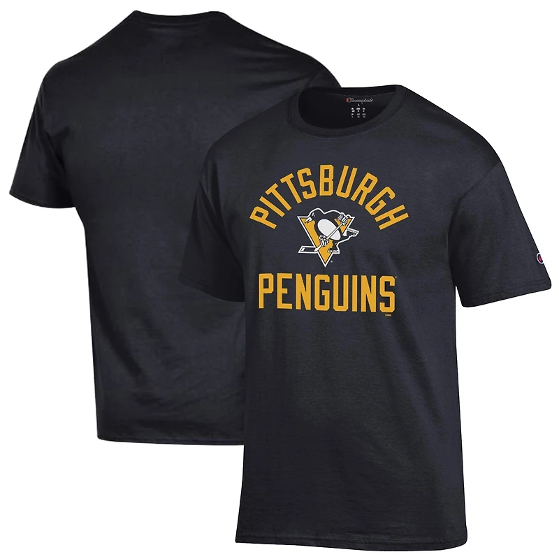 Men's Champion Black Pittsburgh Penguins Primary Logo Jersey T-Shirt