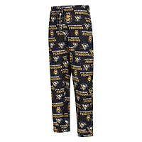 Pantalon en tricot à imprimé intégral des Penguins de Pittsburgh pour hommes Concepts Sport Black