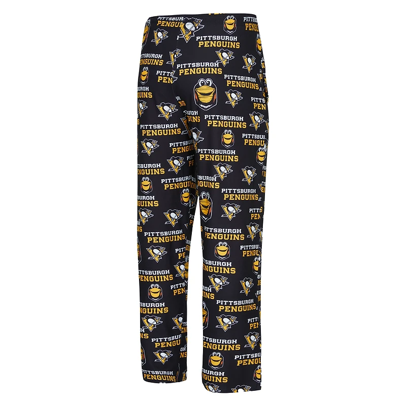 Pantalon en tricot à imprimé intégral des Penguins de Pittsburgh pour hommes Concepts Sport Black