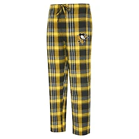 Men's Concepts Sport Gold/Black Pittsburgh Penguins Region Flannel Sleep Pants