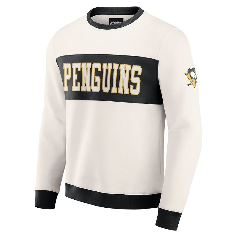 Men's Darius Rucker Collection by Fanatics Cream Pittsburgh Penguins Colorblock Pullover Sweatshirt