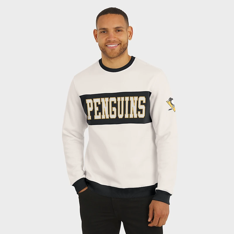 Men's Darius Rucker Collection by Fanatics Cream Pittsburgh Penguins Colorblock Pullover Sweatshirt
