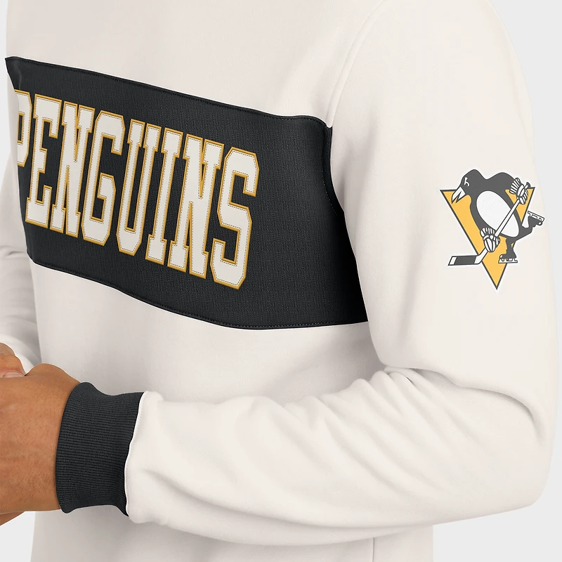 Men's Darius Rucker Collection by Fanatics Cream Pittsburgh Penguins Colorblock Pullover Sweatshirt