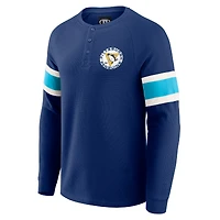 Men's Darius Rucker Collection by Fanatics Navy Pittsburgh Penguins Waffle-Knit Raglan Long Sleeve Henley T-Shirt