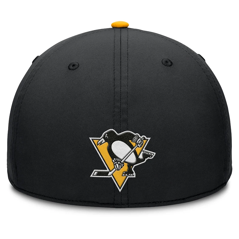 Men's Fanatics Black/Gold Pittsburgh Penguins Authentic Pro Rink Team Code Flex Hat