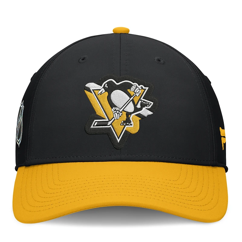 Casquette Flex Fit noire et or des Penguins de Pittsburgh pour homme Fanatics