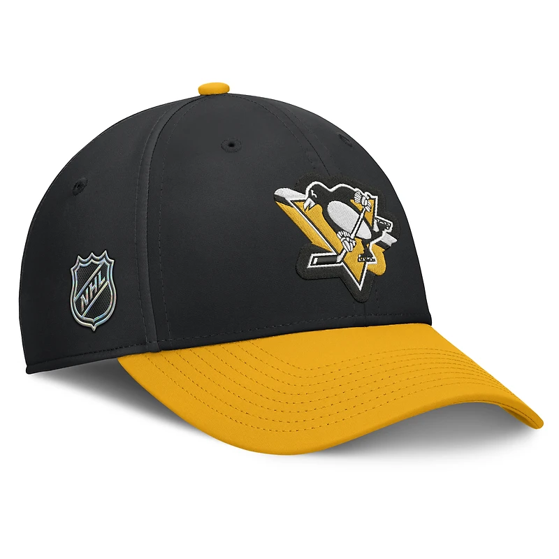 Casquette Flex Fit noire et or des Penguins de Pittsburgh pour homme Fanatics