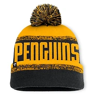 Men's Fanatics Black/Gold Pittsburgh Penguins Fundamentals Thrive Cuffed Knit Hat with Pom
