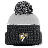 Bonnet en tricot à revers et pompon authentique Pro Home Ice des Penguins de Pittsburgh pour homme Fanatics noir/gris