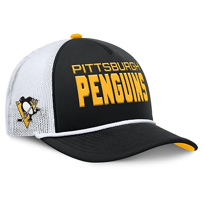 Men's Fanatics Black/White Pittsburgh Penguins Authentic Pro Rink A-Frame Adjustable Hat