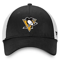 Casquette ajustable noire/blanche pour homme avec logo principal des Penguins de Pittsburgh Fanatics
