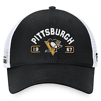 Men's Fanatics Black/White Pittsburgh Penguins Free Kick Trucker Adjustable Hat