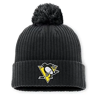 Men's Fanatics Black Pittsburgh Penguins 2025 NHL Global Series Sweden Cuffed Knit Hat with Pom