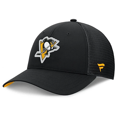 Men's Fanatics Black Pittsburgh Penguins Authentic Pro Home Ice Trucker Adjustable Hat