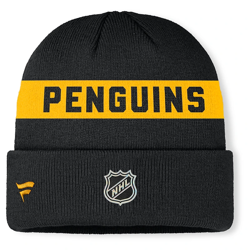 Men's Fanatics Black Pittsburgh Penguins Authentic Pro Rink Cuffed Knit Hat