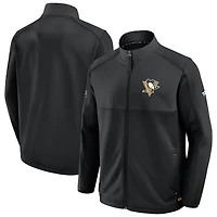 Veste zippée intégrale authentique Pro Rink des Penguins de Pittsburgh pour homme, noire, Fanatics