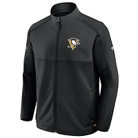 Veste zippée intégrale authentique Pro Rink des Penguins de Pittsburgh pour homme, noire, Fanatics