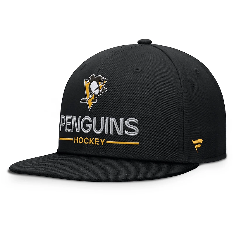 Casquette snapback authentique Pro Rink Lockup des Penguins de Pittsburgh pour homme, noire, Fanatics