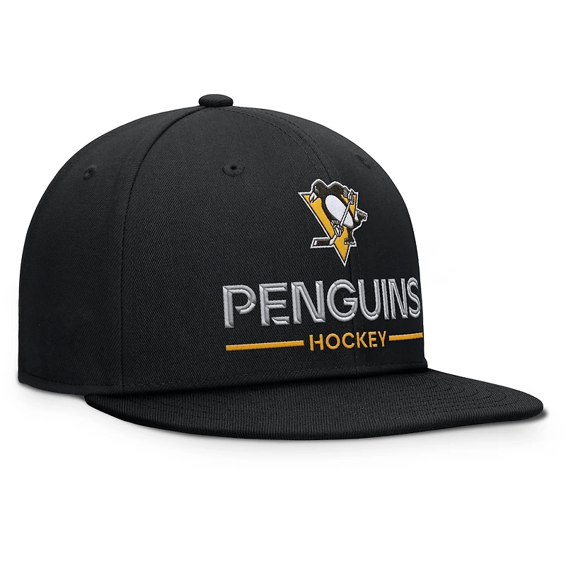Men's Fanatics Black Pittsburgh Penguins Authentic Pro Rink Lockup Snapback Hat