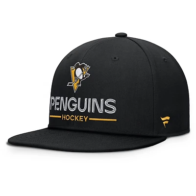 Men's Fanatics Black Pittsburgh Penguins Authentic Pro Rink Lockup Snapback Hat